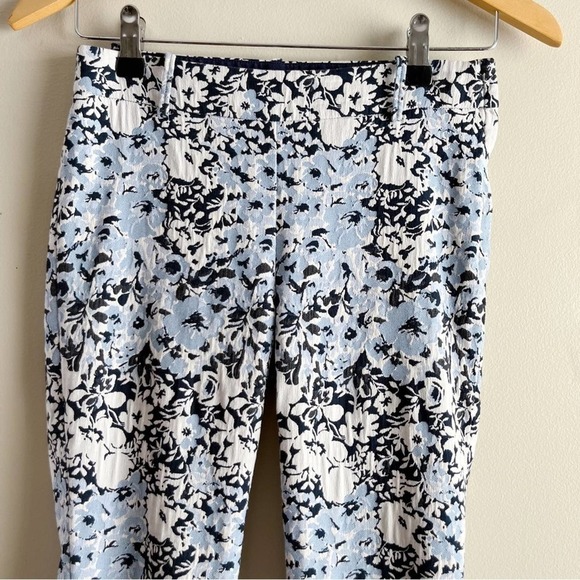 Sfizio Blue Floral Jacquard Crop Slim Pants Made in Italy,‎ Size Small - Picture 2 of 8